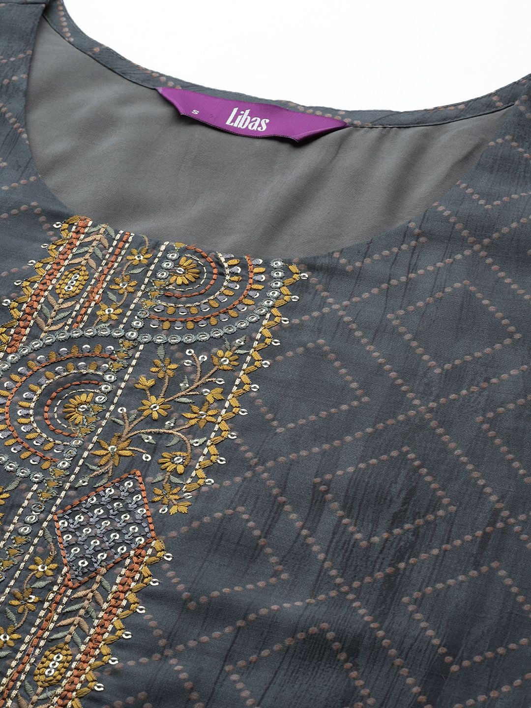 Libas Yoke Design Thread Work Kurta with Trousers & With Dupatta