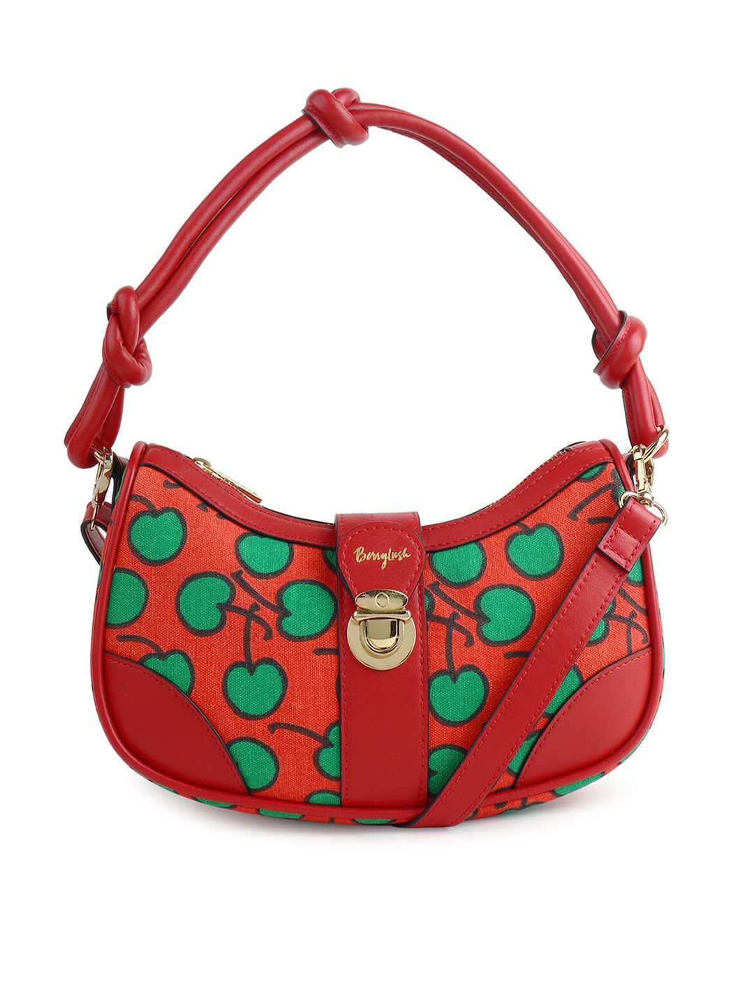 Berrylush Red Graphic Printed PU Structured Shoulder Bag