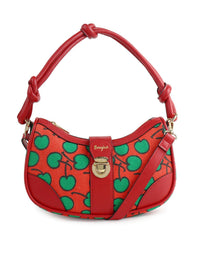 Berrylush Red Graphic Printed PU Structured Shoulder Bag