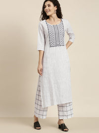 Vishudh Women Off-White Printed Kurta with Palazzos