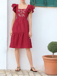 DressBerry Girly Glam Floral Embroidered Blow Detailed A-Line Dress