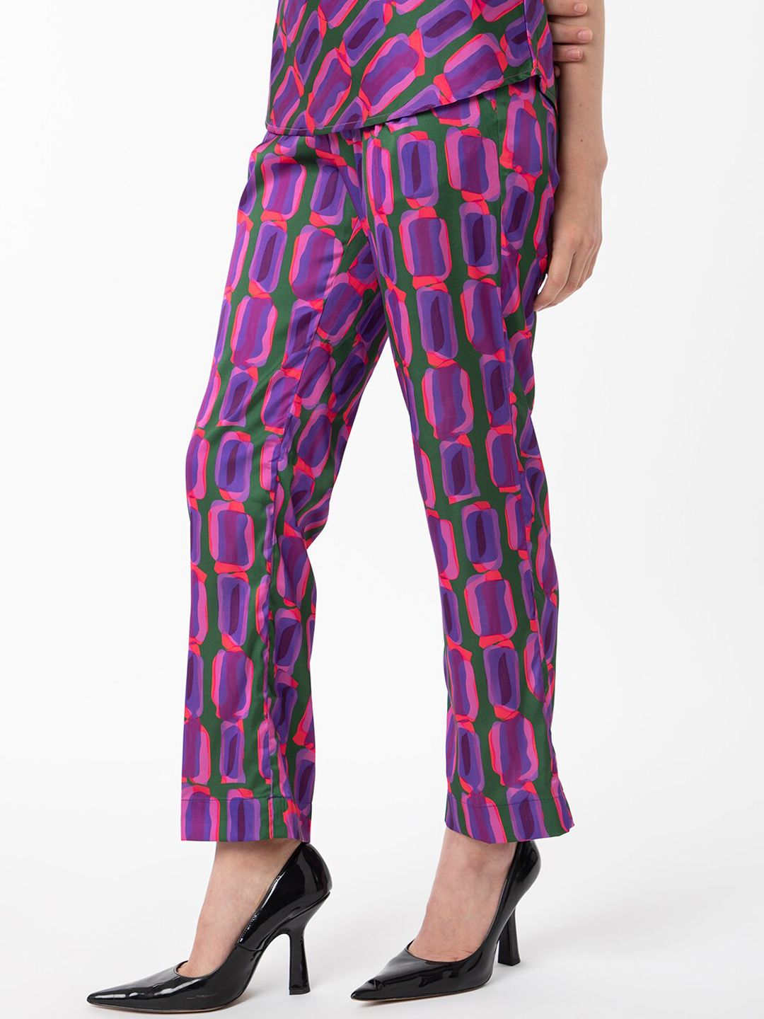 RAREISM Geo Abstract Print Satin Trousers