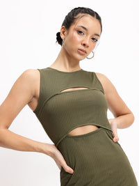 DressBerry Spicy Cut-Outs Ribbed Bodycon Mini Dress