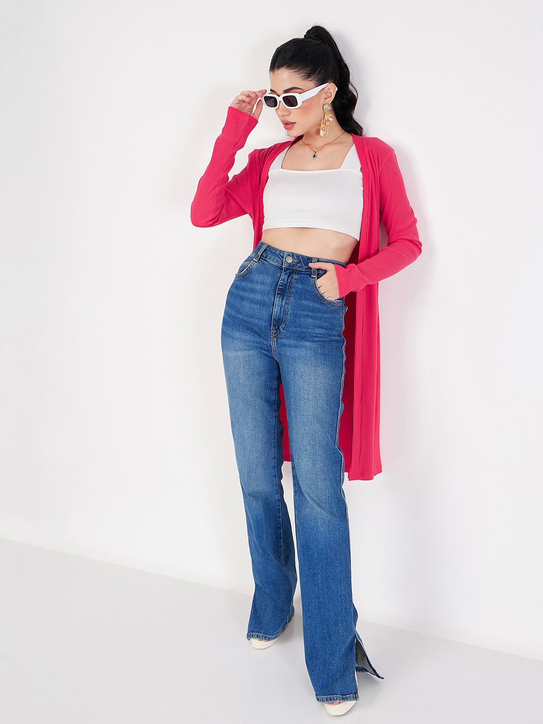 SASSAFRAS Ribbed Open Front Shrug