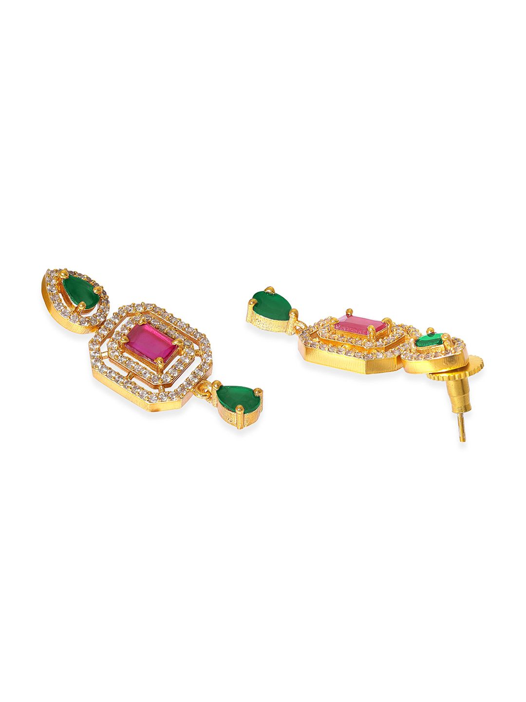 Rubans 22k Ruby & Emerald CZ Stone Stone Studded Gajah Motif Set