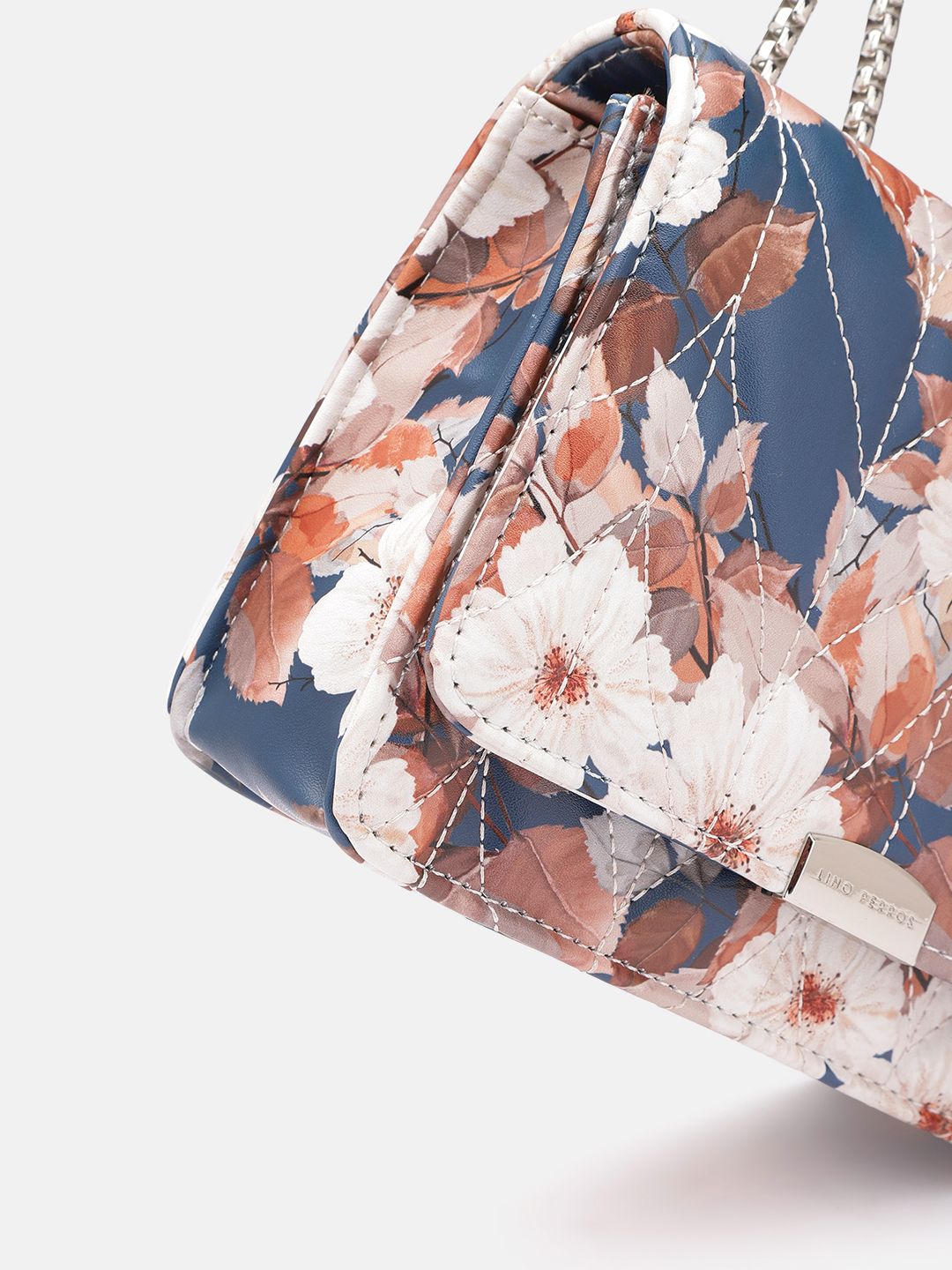 Lino Perros Floral Printed Structured Sling Bag with Quilted Detail