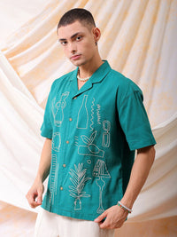 The Indian Garage Co Men Relaxed Fit Embroidery Resortwear Shirt