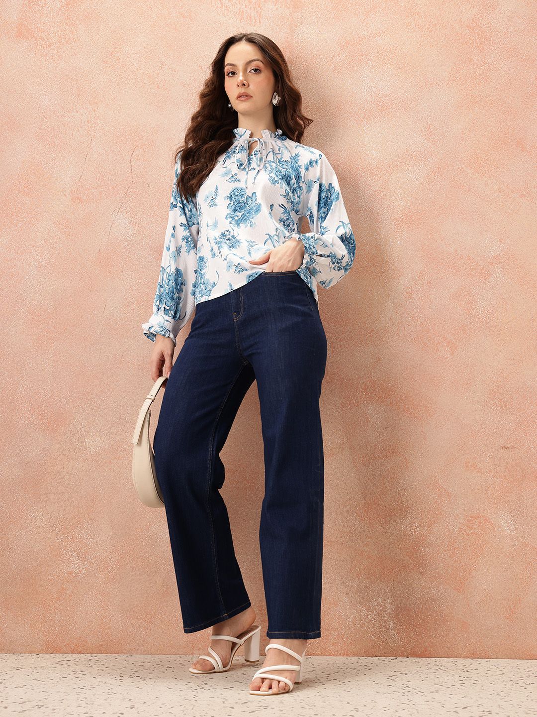 all about you Floral Print Tie-Up Neck Top
