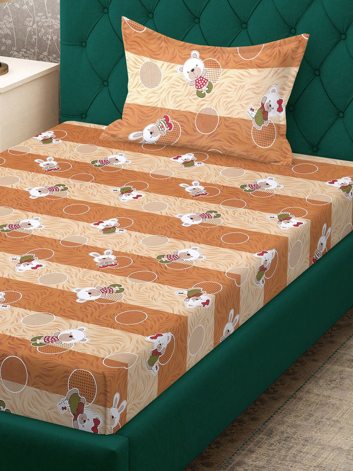 KLOTTHE Mustard Kapas Perbualan 400 TC Dilengkapi Cadar Single Superfine dengan Sarung Bantal-89 x 59 inci