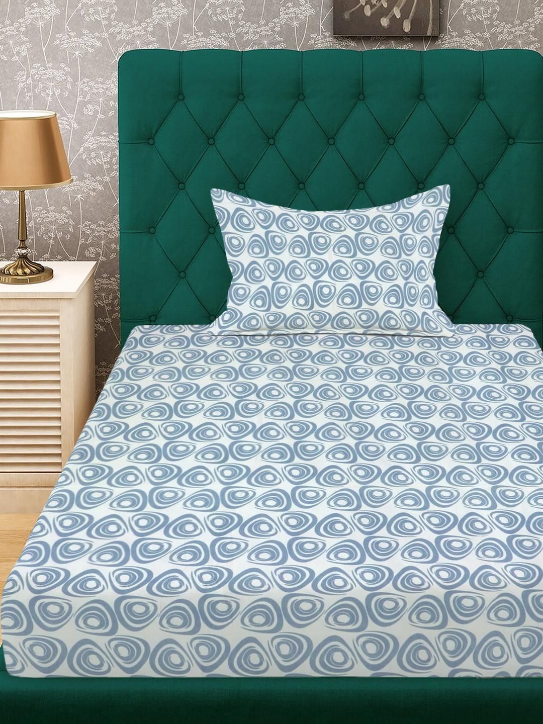 KLOTTHE Blue Geometric Polycotton Single Cadar