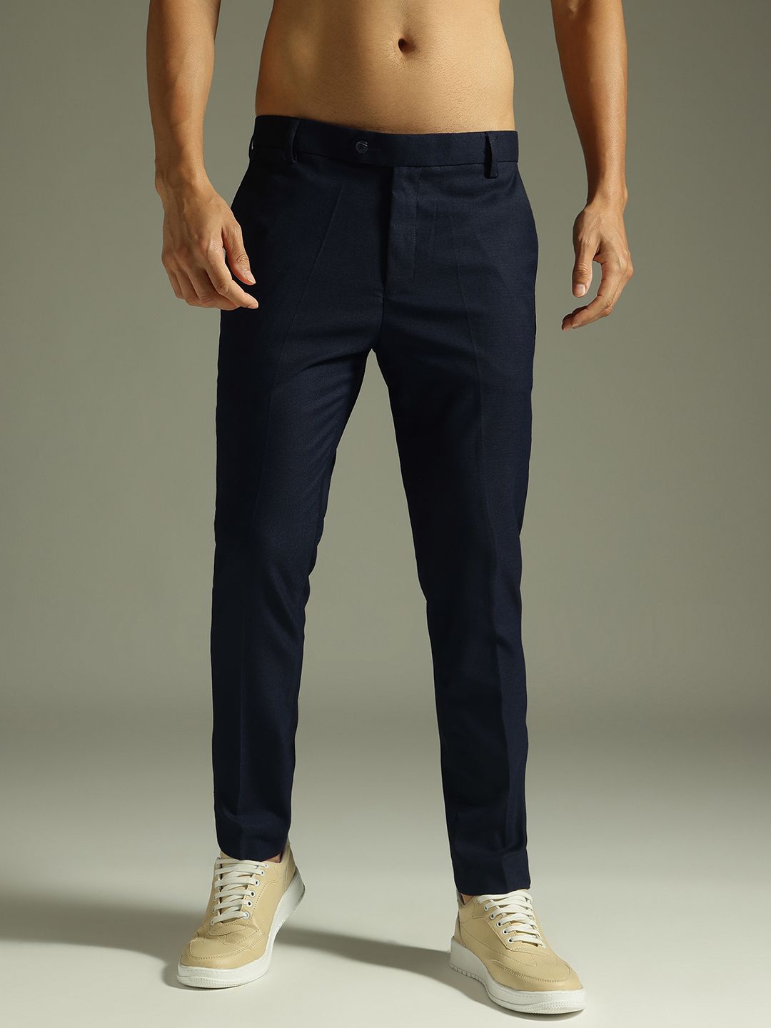 DENNISON Men Textured Smart Tapered Fit Trousers