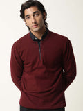 RARE RABBIT Men Rumbled Slim Fit Half Zipper Sweater