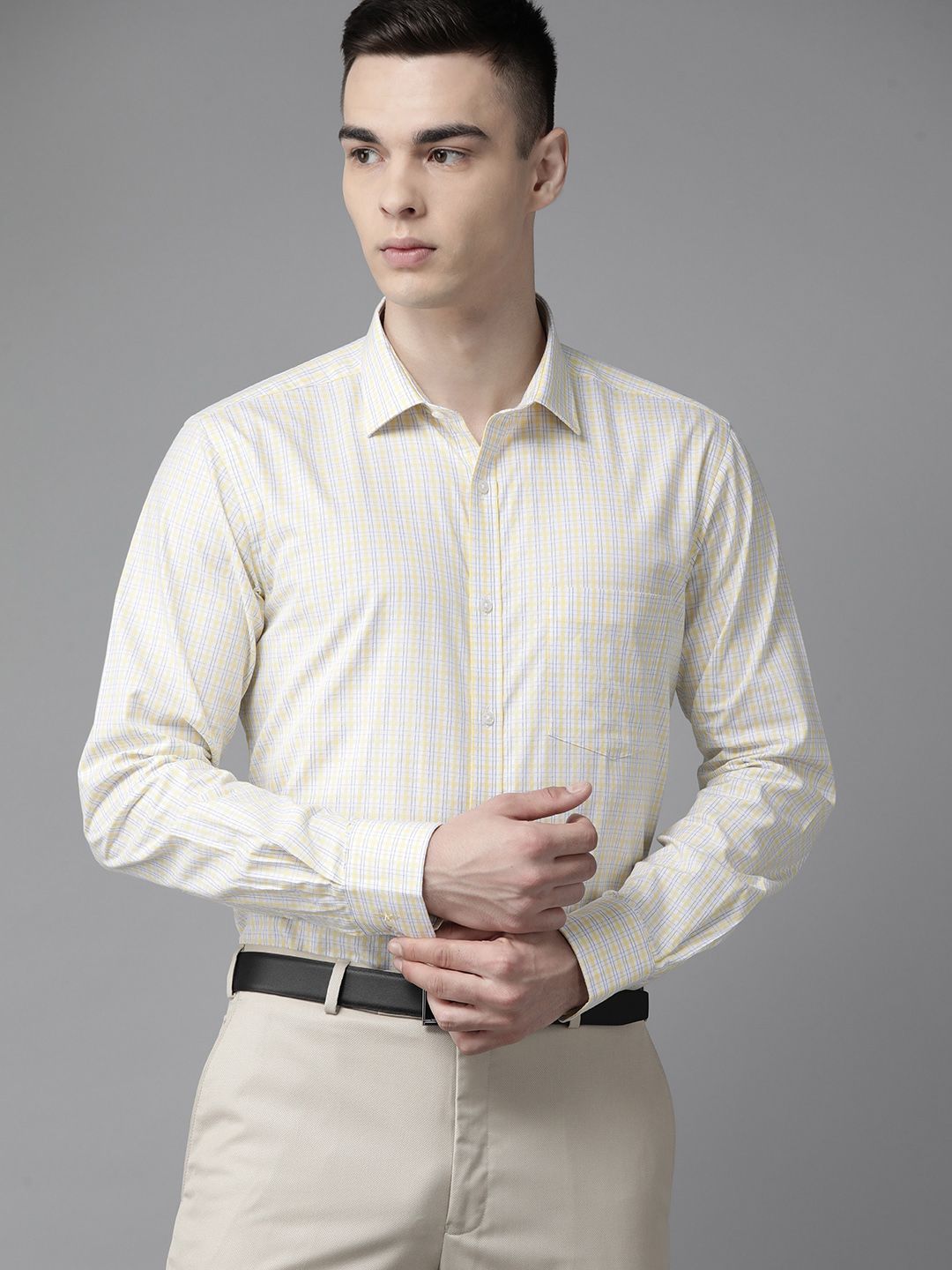 Park Avenue Men Pure Cotton Slim Fit Tartan Checked Formal Shirt