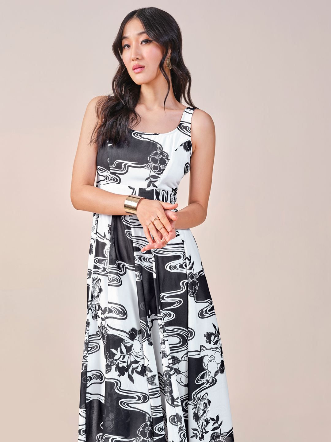 AND Floral Print Fit & Flare Midi Dress