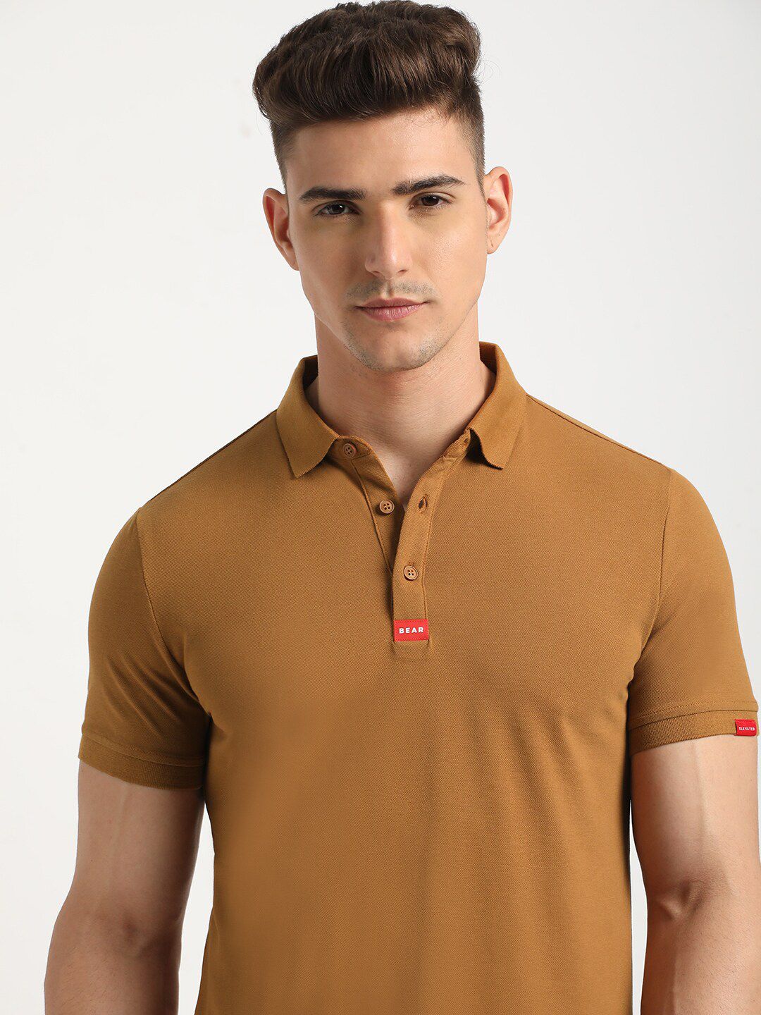 THE BEAR HOUSE Polo Collar Short Sleeves Slim Fit T-shirt