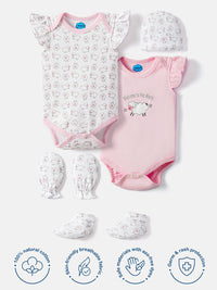 Pek Nauti Nati Infants 5 Set Hadiah Pakaian Bayi Kapas Tulen