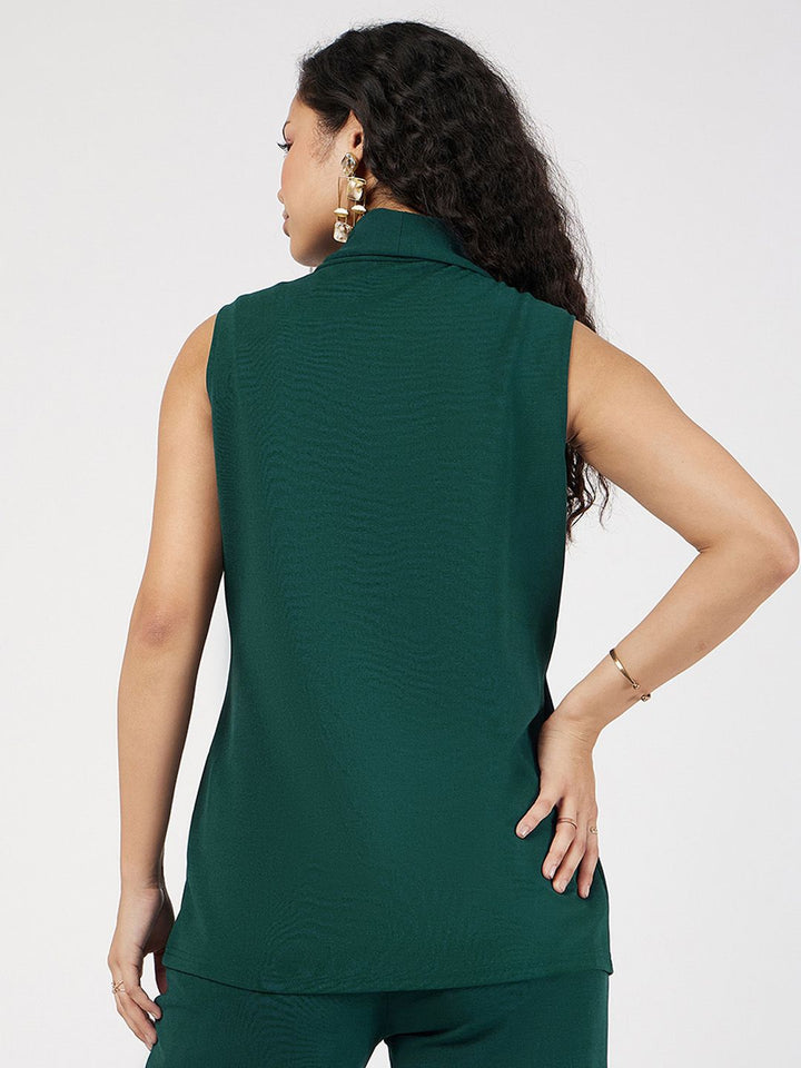 SASSAFRAS Single-Breast Sleeveless Longline Blazer