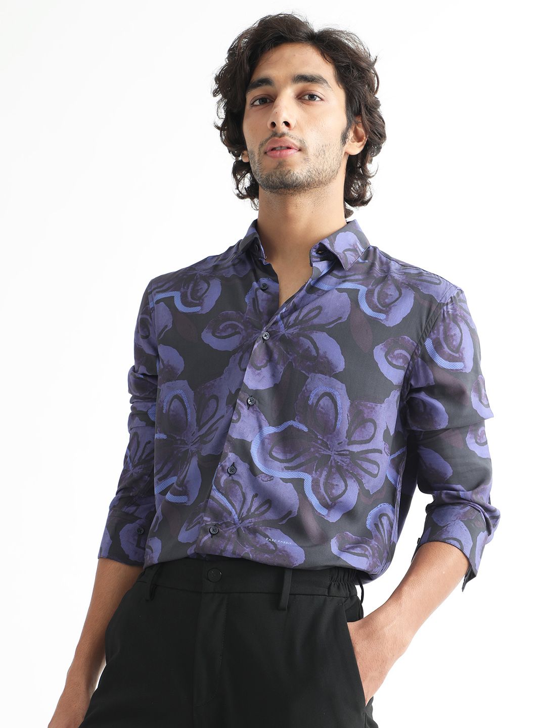 RARE RABBIT Men Daize Slim Fit Floral Printed Shirt