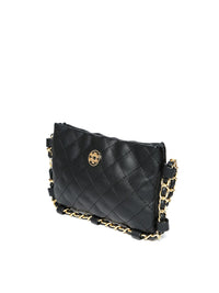 Lino Perros Black Solid Quilted Sling Bag