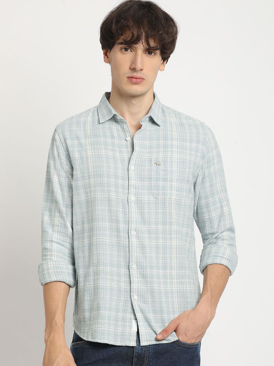 THE BEAR HOUSE Men's Checkered Slim Fit Casual Shirt