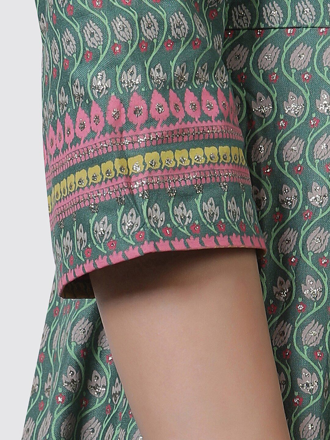 W Floral Printed Round Neck Maxi Dress With Dupatta
