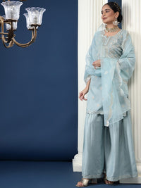 Bani Women Ethnic Motifs Embroidered High Slit Sequinned Kurta With Palazzos & Dupatta