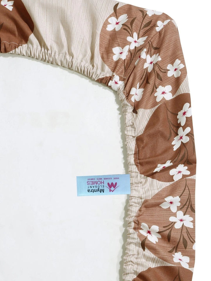 Myntra Elegant Homes Brown Floral 400 TC Single Bedsheet with 1 Pillow Covers