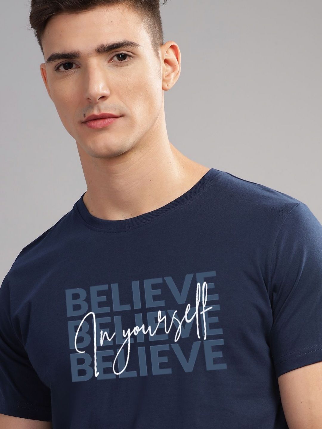 ADRO Men Typography Printed Applique T-shirt