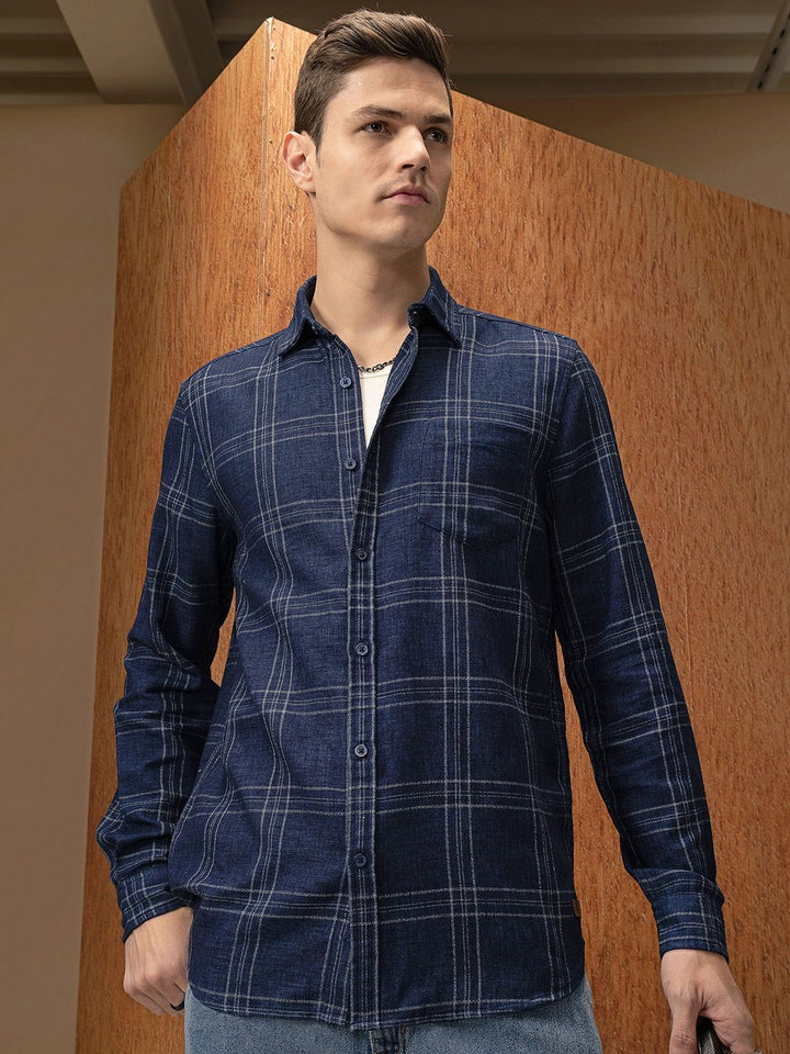 LOCOMOTIVE Mock Lino Dobby Textured Checked Shirt