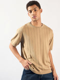 DENNISON Men Oversized Round Neck Knitted T-Shirt
