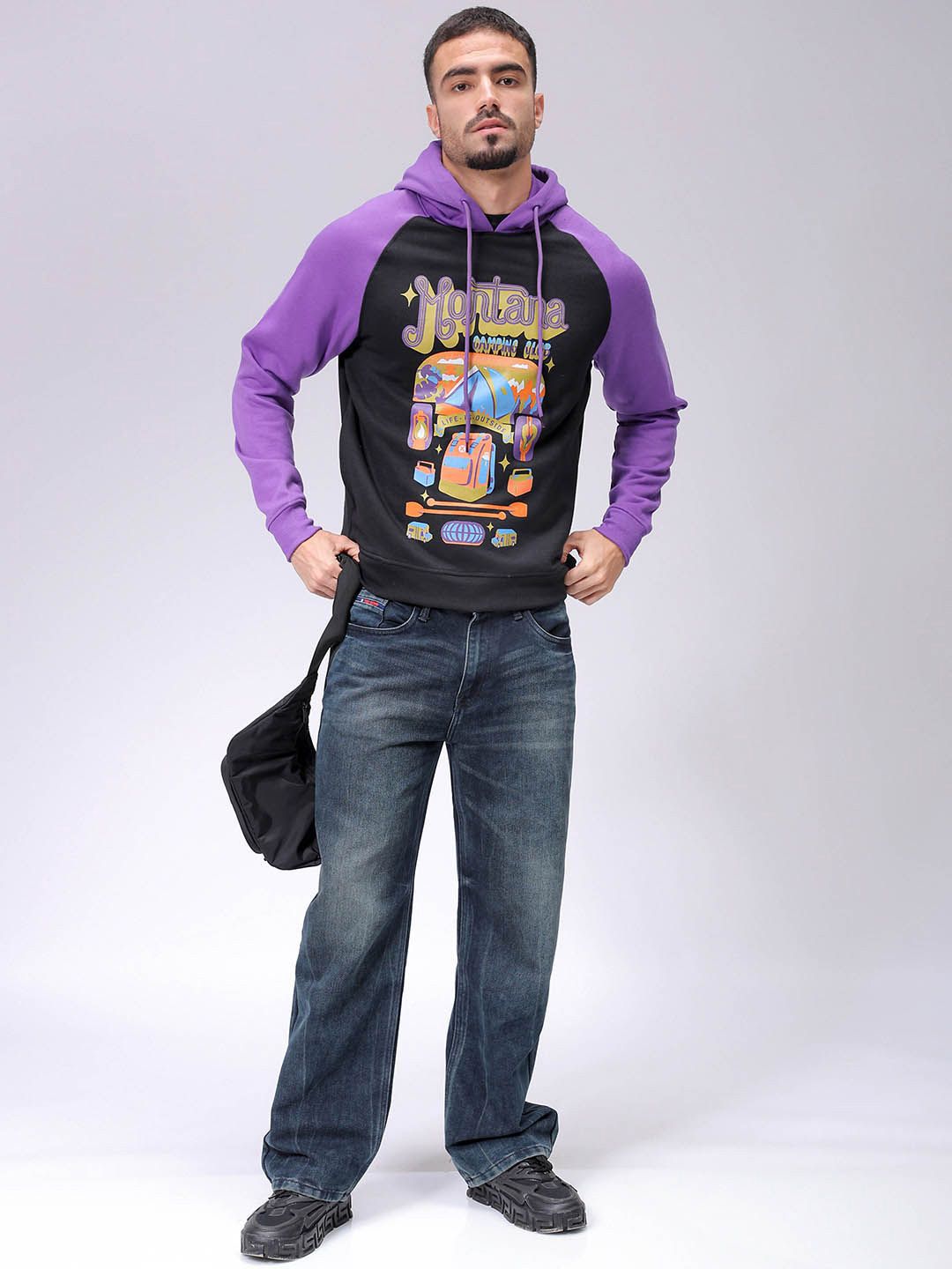 The Indian Garage Co Men Printed Hooded Sweatshirt
