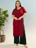 SASSAFRAS Curve Women Solid Ribbed Maxi Longline Top