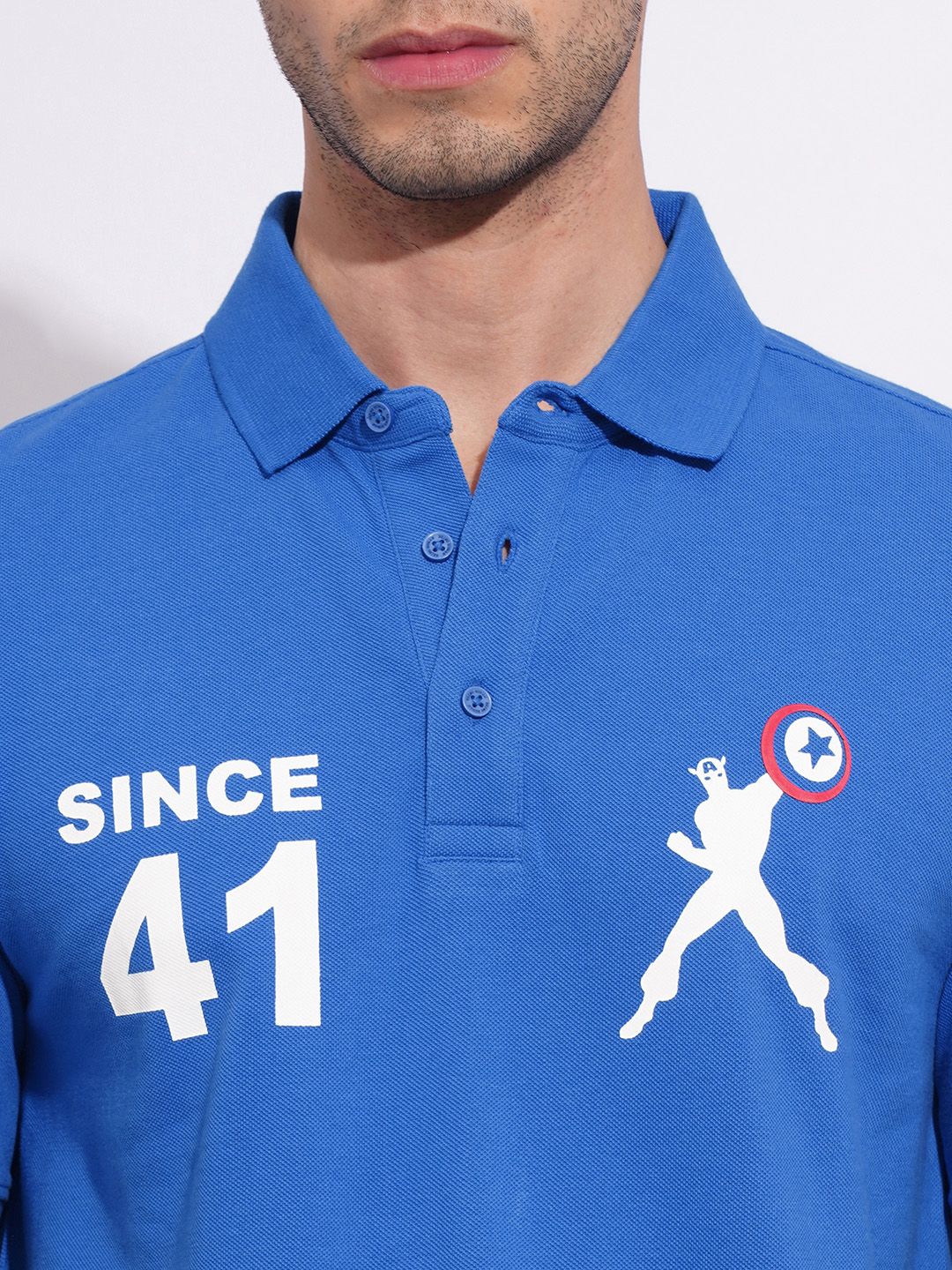 Being Human Captain America Printed Polo Collar Pure Cotton T-shirt