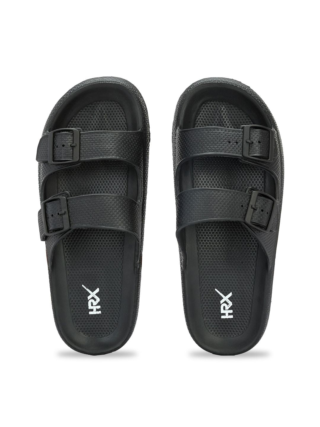 HRX by Hrithik Roshan Men Black Textured Sliders