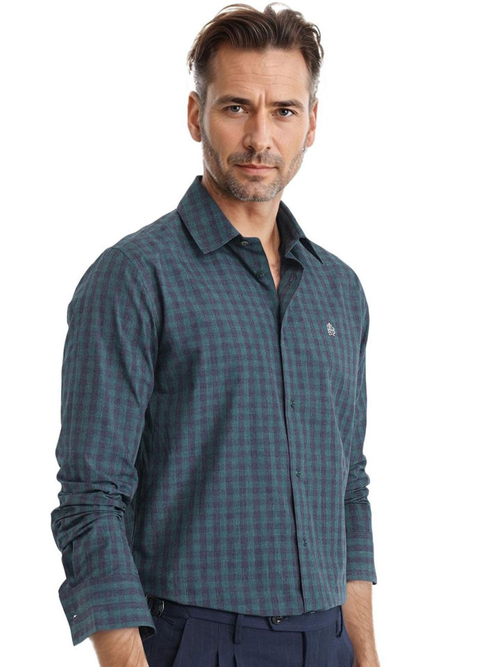 RARE RABBIT Men Comfort Spread Collar Checked Cotton Casual Shirt