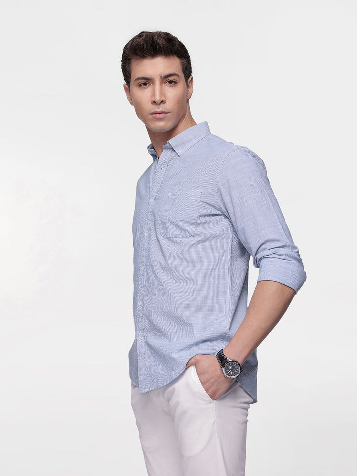 Sambungan Perancis Lelaki Slim Fit berjalur baju kasta tulen