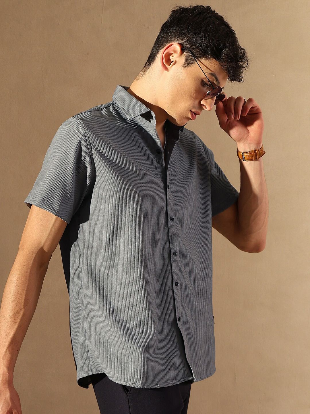 DENNISON Popcorn Textured Oversized Shirt