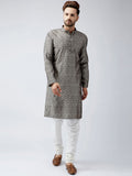 SOJANYA Men Grey Woven Design Straight Kurta
