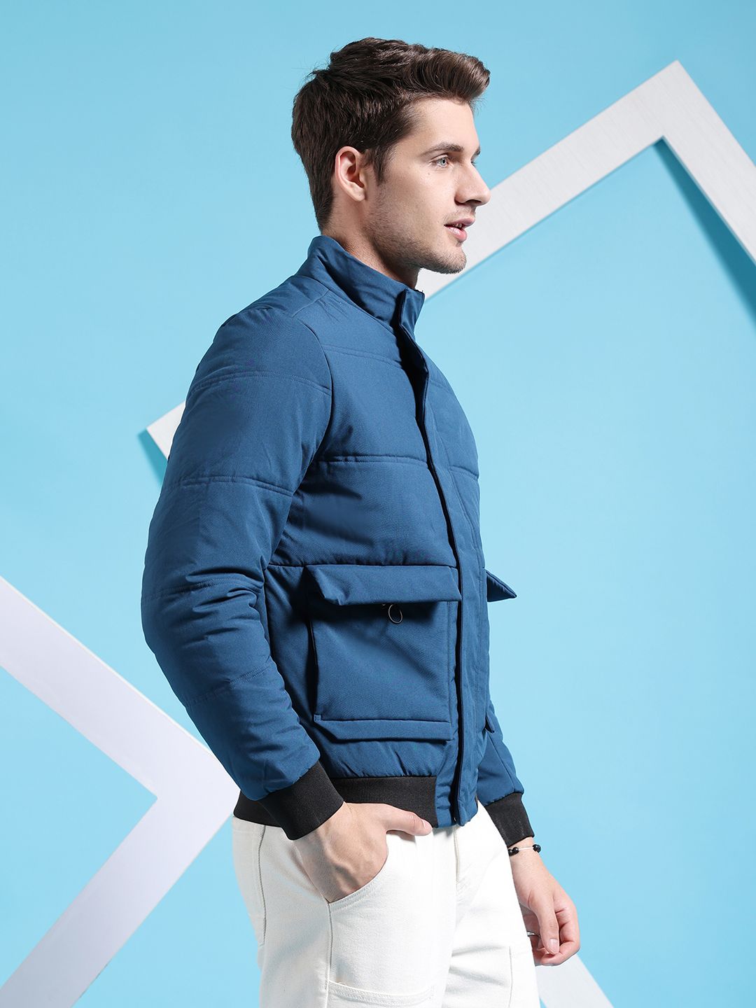 The Indian Garage Co Men Regular Fit Padded Bomber Jacket