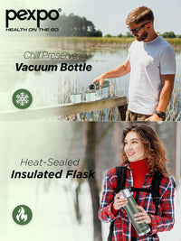 Pexpo Flamingo Green Thermosteel ISI Certified Hot Military Flask Water Bottle 1000ml