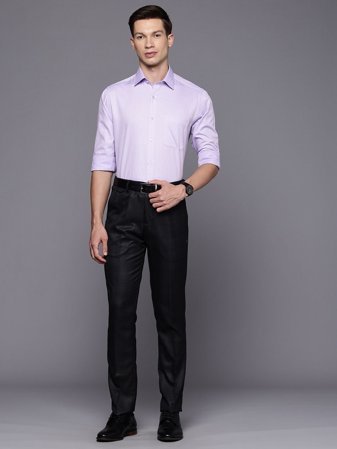 Raymond Slim Fit Textured Pure Cotton Formal Shirt