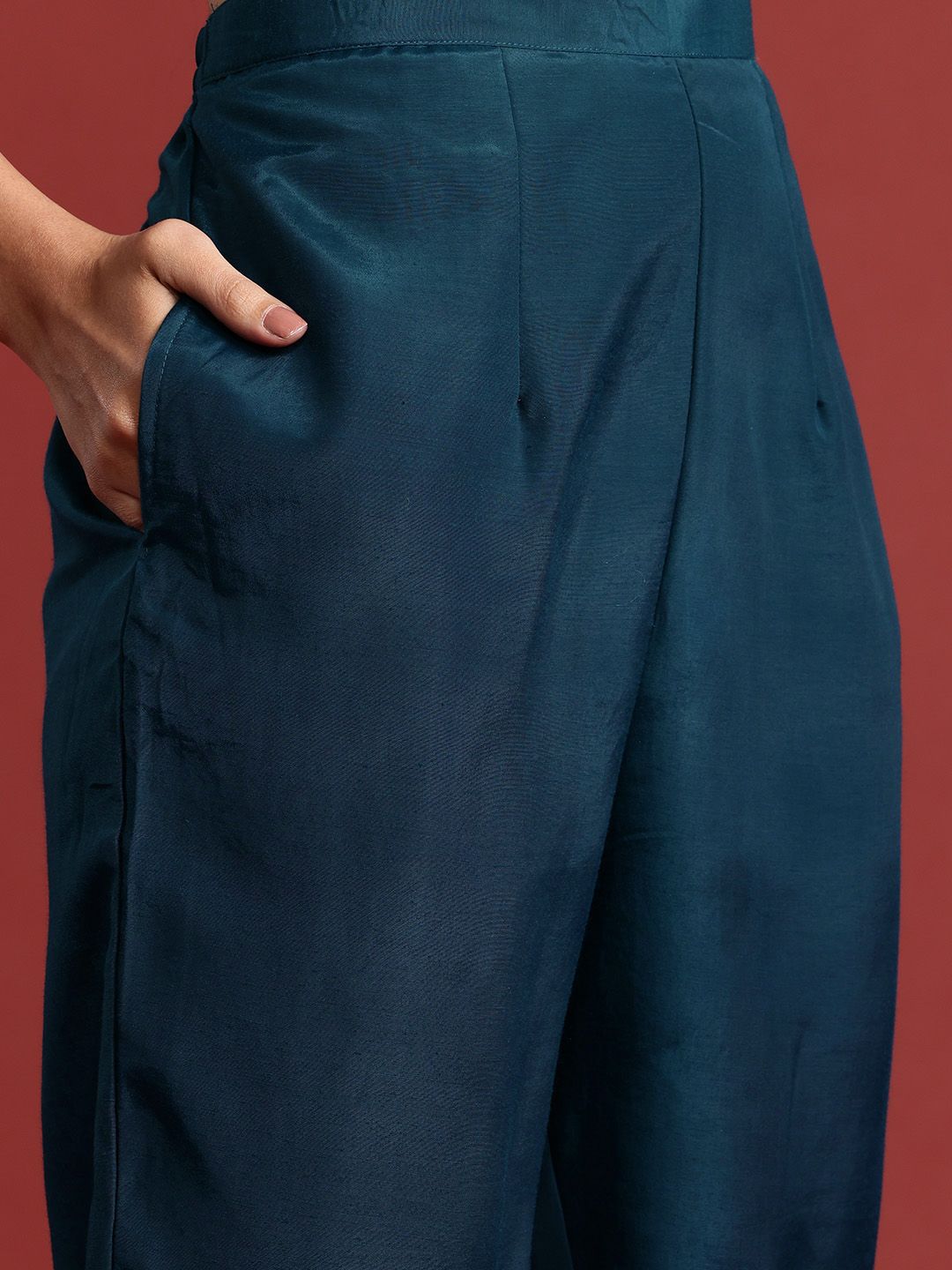 Indo Era Floral Embroidered Sequinned Kurta With Trousers & Dupatta