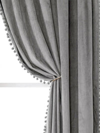 STITCHNEST Grey 2 Pieces Velvet Black Out Window Curtains