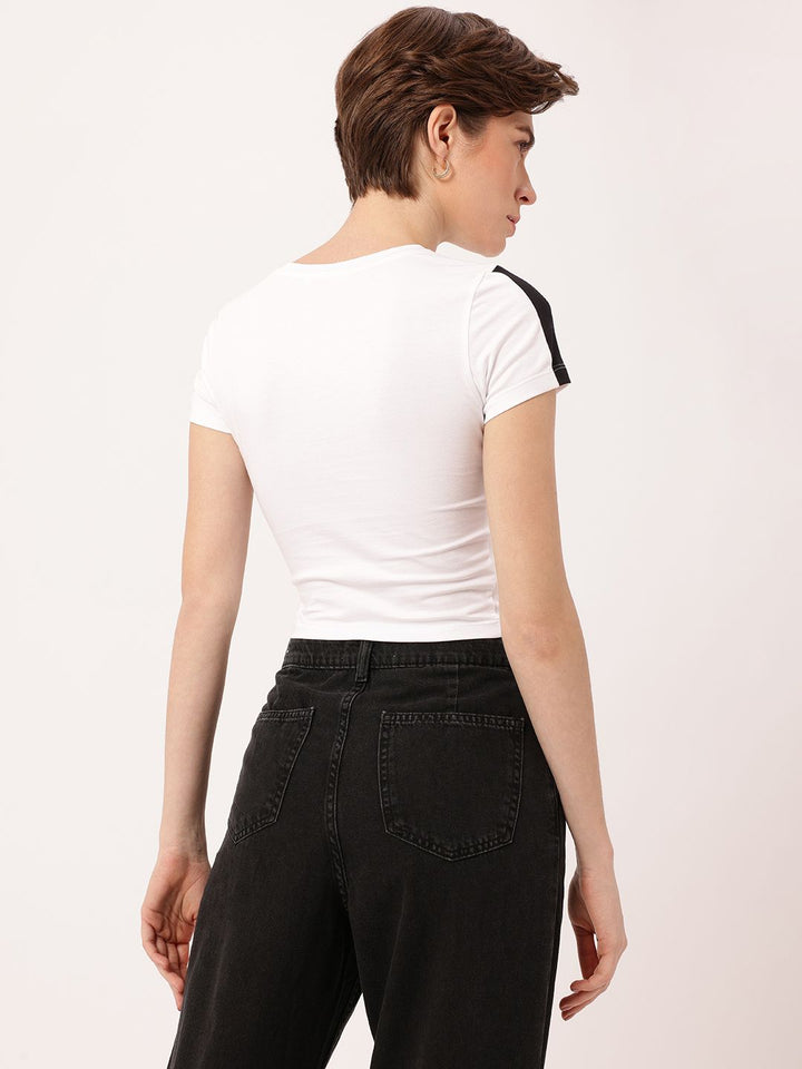 DressBerry Street Swagger Printed Casual Crop T-shirt