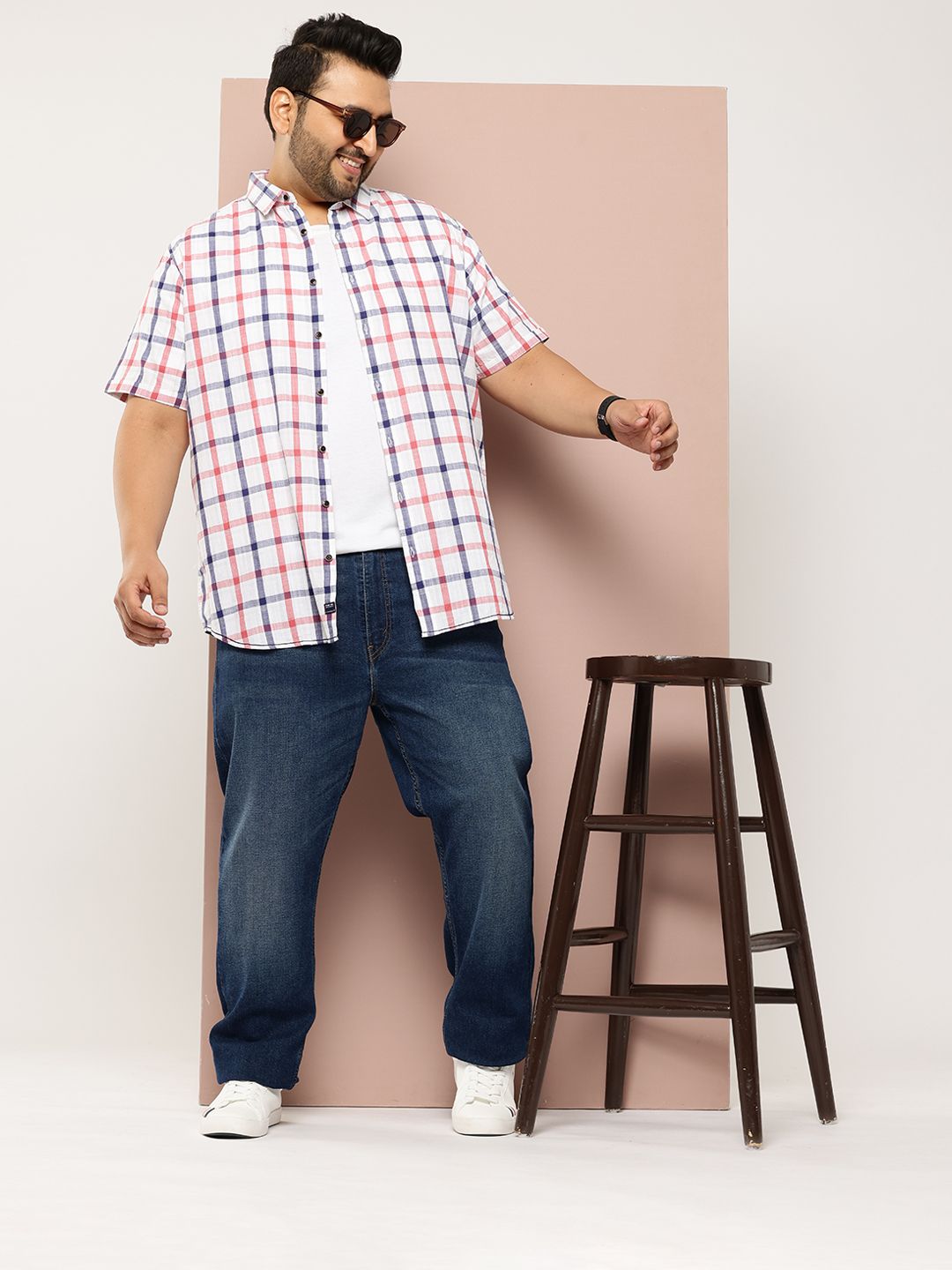 Thomas Scott Men Plus Size Premium Checked Casual Shirt