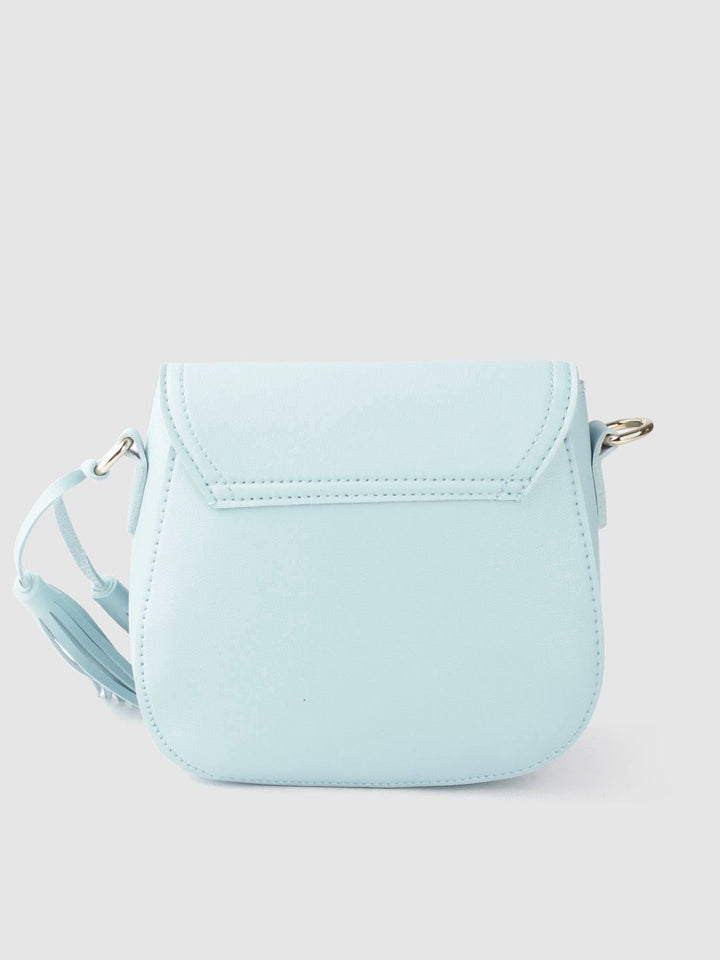 Lino Perros Women Blue Solid Sling Bag with Tasselled Detail