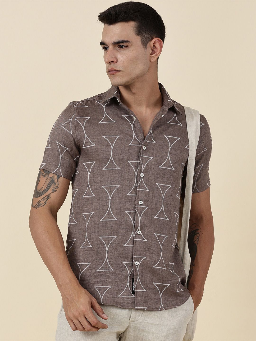 Thomas Scott Men Classic Slim Fit Opaque Printed Casual Shirt