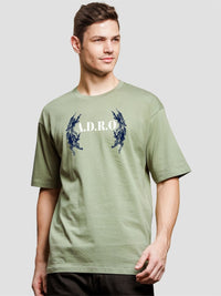 ADRO Lelaki Grafik Bercetak T-Shirt Bersaiz Besar Kapas Leher Bulat