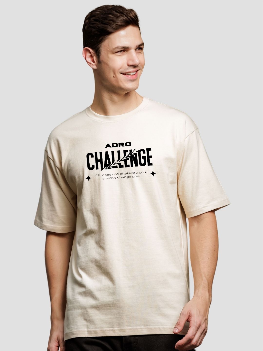 ADRO Men Typography Printed Raw Edge T-shirt
