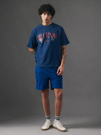 Lelaki Arnab Langka Kelor Primer Blue Mid-Rise Regular Cotton Shorts